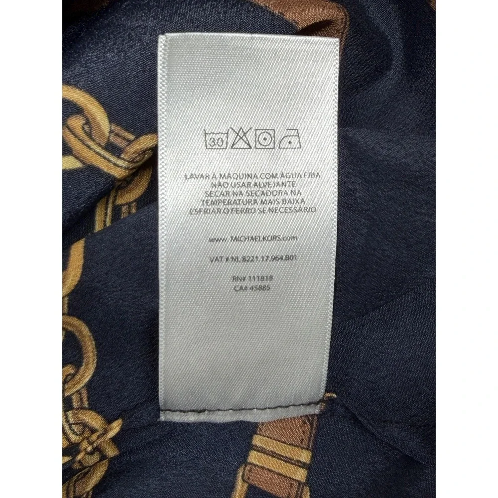 Michael Kors Top Womens 2X Navy Chain Belt Off the‎ Shoulder Equestrian Sheer